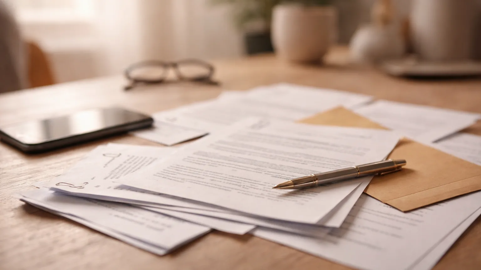 Documents administratifs triés et classés pour faciliter la transmission