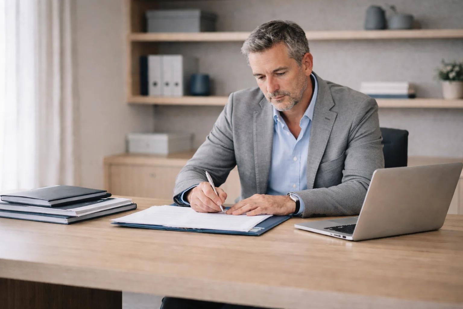 Notaire utilisant un outil numérique pour gérer ses rendez-vous et échanges clients